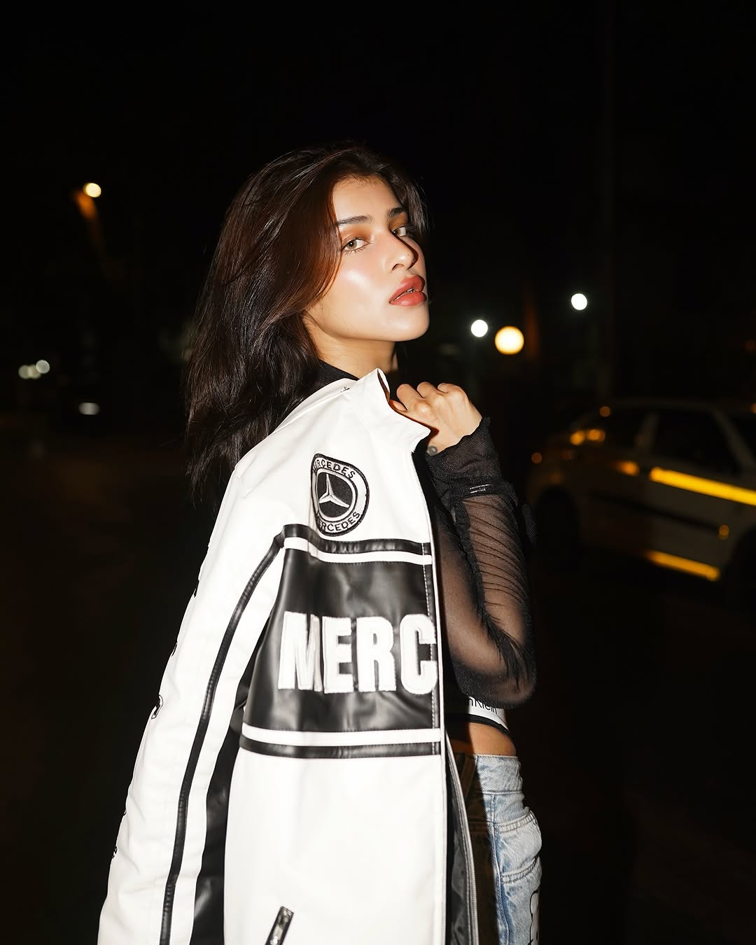 White Mercedes Leather Jacket – SLIKDRIP® F1 Edition