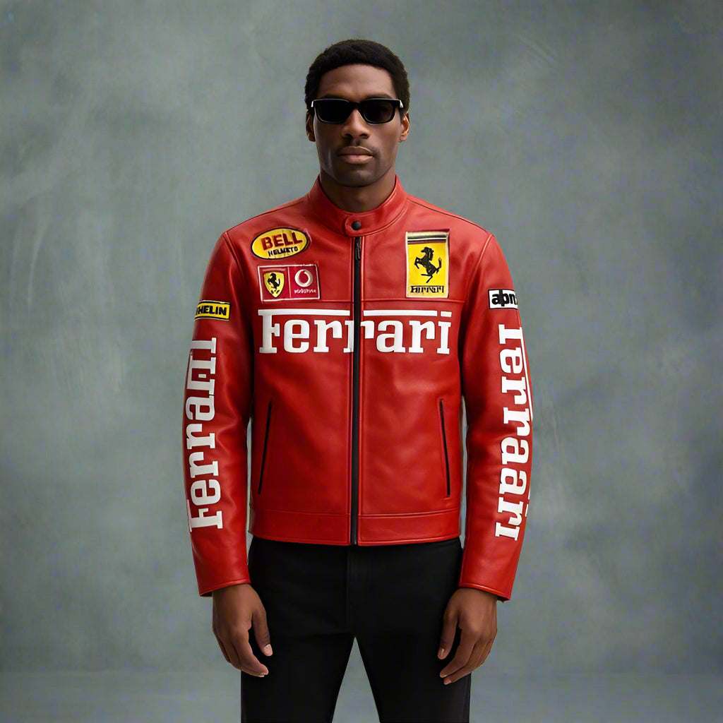 Red Ferrari Leather Jacket | SLIKDRIP® F1 Edition