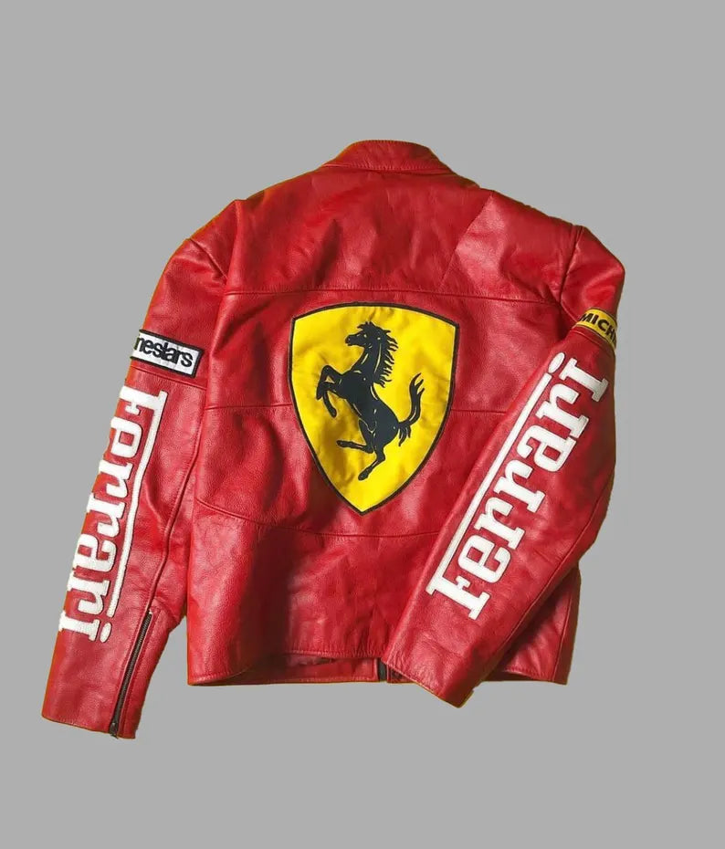 Red Ferrari Leather Jacket | SLIKDRIP® F1 Edition
