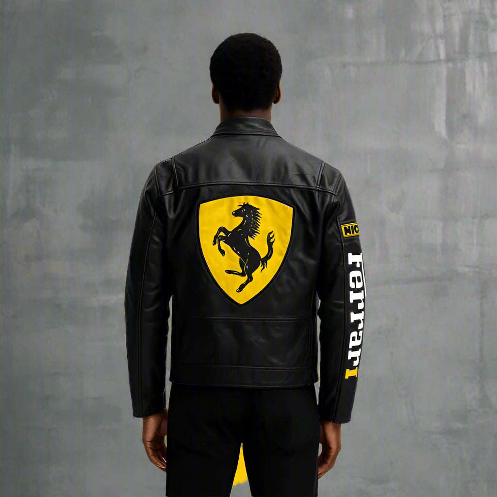 Black Ferrari Leather Jacket | SLIKDRIP® Limited Drop