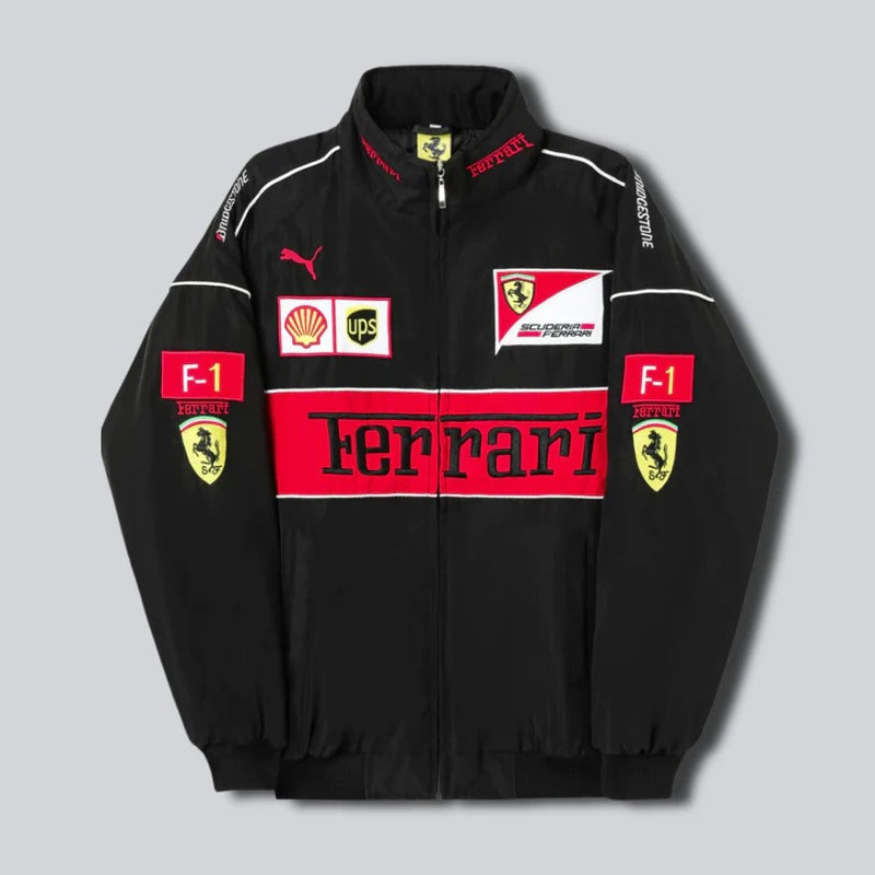 Unisex Ferrari Racing Jacket | Vintage F1 | Motorsport Fashion Style | Black