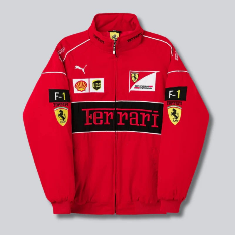 Unisex Ferrari Racing Jacket | Vintage F1 | Motorsport Fashion Style | Red