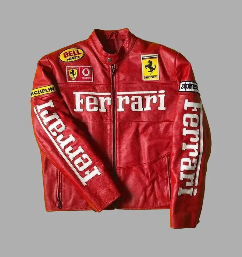 Red Ferrari Leather Jacket | SLIKDRIP® F1 Edition