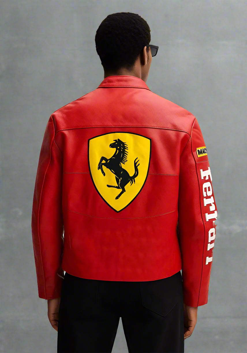 Red Ferrari Leather Jacket | SLIKDRIP® F1 Edition